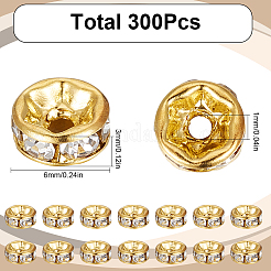 300Pcs Brass Rhinestone Spacer Beads&nbsp;RB-SC0004-83G