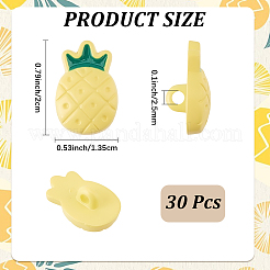 30Pcs Pineapple Resin Shank Buttons&nbsp;BUTT-CP0001-19