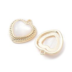 Rack Plating Brass Heart Charms with Shell&nbsp;KK-A183-27G