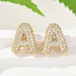 Brass Micro Pave Clear Cubic Zirconia Stud Earrings&nbsp;EJEW-Z091-02G