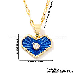 Romantic Brass Clear Cubic Zirconia Heart Pendant Necklaces&nbsp;FR4292-2