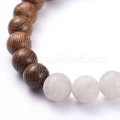Natural White Jade(Dyed) Beads Stretch Charm Bracelets&nbsp;BJEW-JB05275-01