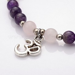 Personalized Dual-use Round Gemstone Beads 4-Layer Stretch Wrap Bracelets/Necklaces&nbsp;BJEW-JB01906-01