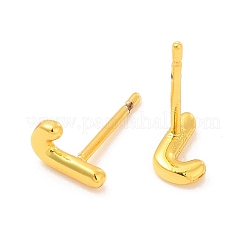 Brass Hollow Out Initial Letter Stud Earrings&nbsp;EJEW-A044-01G-J