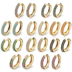 Brass Micro Pave Cubic Zirconia Hoop Earrings&nbsp;EJEW-C181-13G