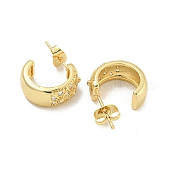 C-Shaped Brass Pave Clear Cubic Zirconia Stud Earrings&nbsp;EJEW-M258-69G