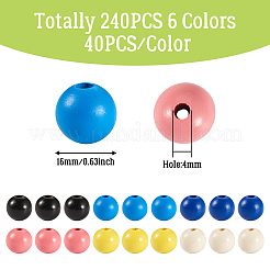 240Pcs 6 Colors Natural Wooden Beads&nbsp;WOOD-TA0002-74B