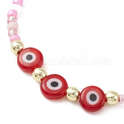 3Pcs 3 Color Evil Eye Lampwork & Glass Seed Braided Bead Bracelets Set&nbsp;BJEW-JB09574