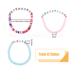 12Pcs 12 Style Handmade Polymer Clay Heishi Surfer Stretch Bracelets Set&nbsp;BJEW-AN0001-46