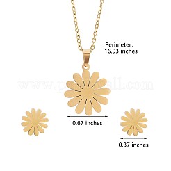 316 Surgical Stainless Steel Daisy Stud Earrings and Pendant Necklace&nbsp;JX377A