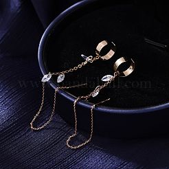 Brass Clear Cubic Zirconia Horse Eye Tassel Dangle Earrings&nbsp;FS-WGA0198-01