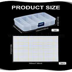 1Pc PP Plastic 5 Grids Bead Storage Boxes with Hinged Lids&nbsp;CON-LP0001-50