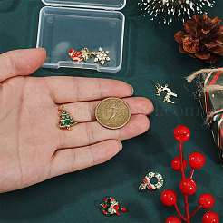 6Pcs 6 Styles Christmas Theme Brass Rhinestone Pendants&nbsp;KK-CA0003-79