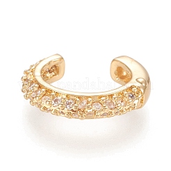 Brass Micro Pave Clear Cubic Zirconia Cuff Earrings&nbsp;EJEW-M195-07G