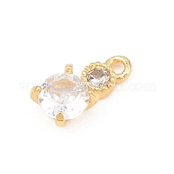 Brass Micro Pave Clear Cubic Zirconia Pendants&nbsp;KK-D225-01G