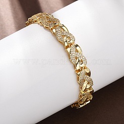 Brass Micro Pave Clear Cubic Zirconia Link Chain Bracelets for Women&nbsp;BJEW-F530-06G