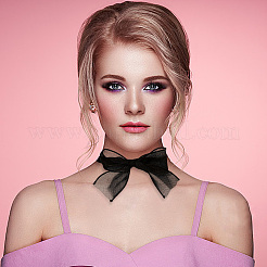 1Pc Gauze Bowknot Fabric Choker Necklaces for Women&nbsp;NJEW-CP0001-06B