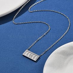 304 Stainless Steel 11:11 Number Rectangle Pendant Necklace with Cable Chains for Women&nbsp;NJEW-NH0001-04P