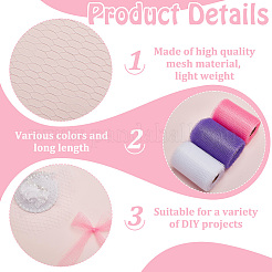 3 Rolls 3 Colors Polyester Mesh Fabric&nbsp;AJEW-FG0004-15