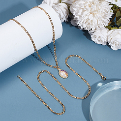 4Pcs 304 Stainless Steel Figaro Chain Necklace Making&nbsp;STAS-BBC0006-68