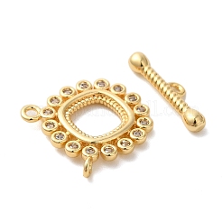Brass Micro Pave Clear Cubic Zirconia Toggle Clasps&nbsp;KK-N254-68G