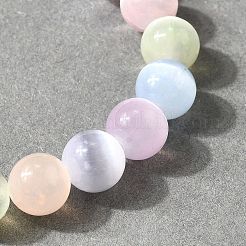 Natural Selenite Round Beaded Stretch Bracelets for Men Women&nbsp;BJEW-JB12061