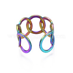 304 Stainless Steel Interlocked Rings Cuff Ring&nbsp;RJEW-N038-085