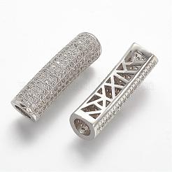 Brass Micro Pave Clear Cubic Zirconia European Bead&nbsp;ZIRC-N025-58