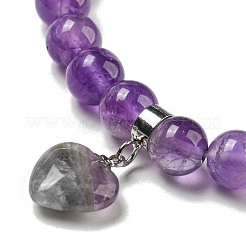 8.5mm Round Natural Amethyst Beaded Stretch Bracelets&nbsp;BJEW-C074-01M