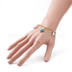 Alloy Enamel Tortoise Charm Bracelets with Iron Cable Chains for Women&nbsp;BJEW-JB09087