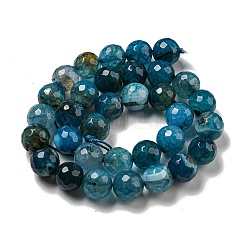 Faceted Natural Dragon Veins Agate Beads Strands&nbsp;G-F447-12mm-P05