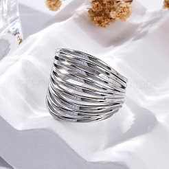 304 Stainless Steel Open Cuff Rings for Women&nbsp;RJEW-F174-04P