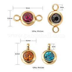 24Pcs 12 Colors 304 Stainless Steel Rhinestone Charms & Links connectors&nbsp;STAS-LS0001-28G