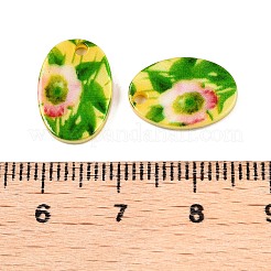 Natural Freshwater Shell Double Face Printed Oval Charms&nbsp;SHEL-T020-05C