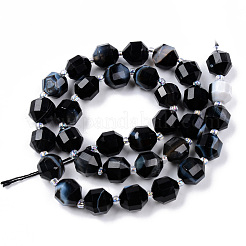 Natural Dyed & Heated Black Banded Agate/Striped Agate Beads Strands&nbsp;G-R482-13-10mm