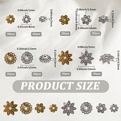 240Pcs 8 Styles Tibetan Style Alloy Flower Bead Caps&nbsp;TIBE-SP0001-26