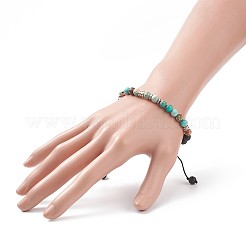 Natural Imperial Jasper(Dyed) & Lava Rock Braided Bead Bracelet&nbsp;BJEW-TA00188-03