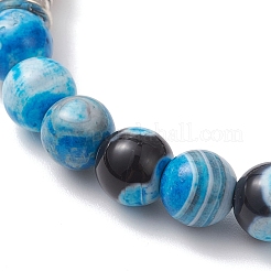 Round Natural Lava Rock & Dyed Fire Crackle Agate & Sea Shell & Synthetic Turquoise Beads Stretch Bracelets for Women&nbsp;BJEW-JB12743