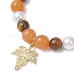 Brass Leaf Charm Bracelets&nbsp;BJEW-JB12543