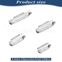100Pcs 4 Styles Iron Safety Pin Brooch Findings&nbsp;IFIN-LP0001-11