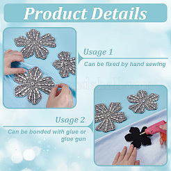 3Pcs 3 Styles Felt & Rhinestone Embroider Thread Iron on/Sew On Patches&nbsp;PATC-FG0003-25