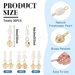 30Pcs 3 Styles Natural Cultured Freshwater Pearl & 304 Stainless Steel Heart Pendants&nbsp;PALLOY-TAC0318