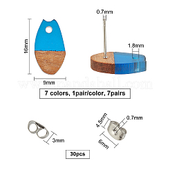 Transparent Resin & Walnut Wood Stud Earring Findings&nbsp;MAK-OC0001-002