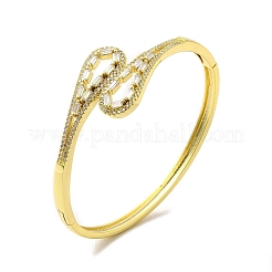 Clear Glass Teardrop Cuff Bangle with Cubic Zirconia&nbsp;BJEW-A136-10G