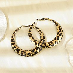 Leopard Print Alloy Hoop Earrings for Women&nbsp;EJEW-K304-03G