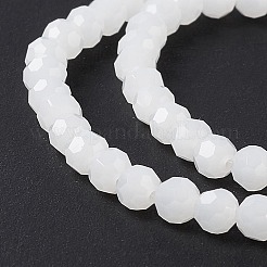 Faceted(32 Facets) Round Imitation Jade Glass Beads Strands&nbsp;X-EGLA-J042-4mm-30