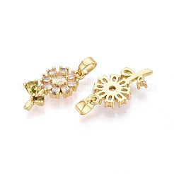 Brass Micro Pave Cubic Zirconia Pendants&nbsp;KK-T071-135G-01