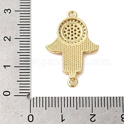 Rack Plating Brass Micro Pave Clear Cubic Zirconia Hamsa Hand Links Connector Charms&nbsp;KK-K385-118G