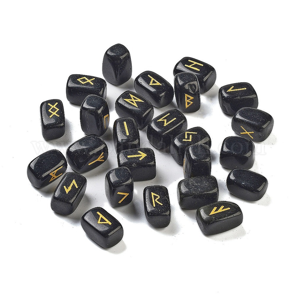 Wholesale Rectangle Natural Obsidian Rune Stones - Pandahall.com