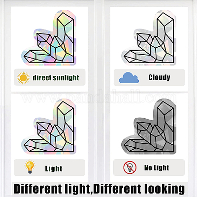 4Pcs 4 Patterns PVC Colored Laser Stained Window Film Adhesive Static Stickers&nbsp;STIC-WH0008-008-1